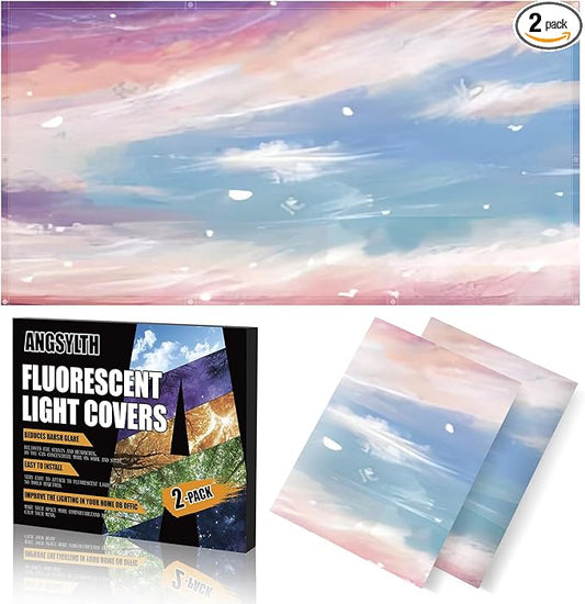 2 Pcs Fluorescent Light Covers - 4 x 2 Feet Covers for Ceiling Lights, Magnetic Light Filters for Classroom, Office, Hospitals, Home (Sunset Glow)