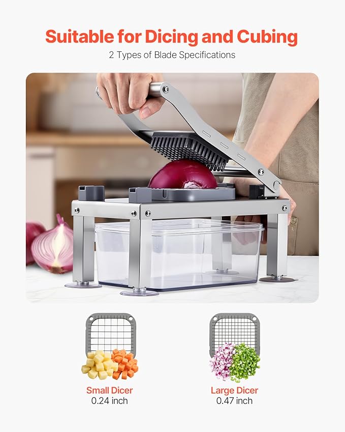 VEVOR Vegetable Chopper Mandoline Slicer, All-in-1 Food Veggie Cutter with 8 Stainless Steel Blades, Cheese Grater Onion Potato Salad Dicer with Container,Kitchen Gadgets&Essentials Home Appliances