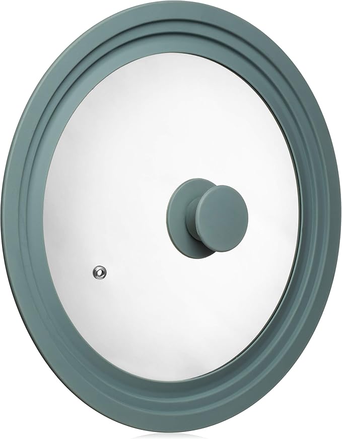 Universal Lid for Pots, Pans & Skillets Size 10", 10.5", 11" & 11.5" Cookwares -Tempered Glass with Silicon Rim-Grey