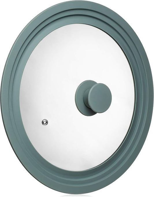 Universal Lid for Pots, Pans & Skillets Size 10", 10.5", 11" & 11.5" Cookwares -Tempered Glass with Silicon Rim-Grey