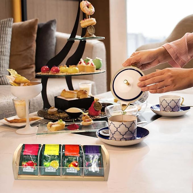 Bamboo Tea Bag Organizer Storage Holder for Tea Bags, Bamboo Tea Box Containers Tea Rack Teabag Station Stand for Cabinet Countertop Office