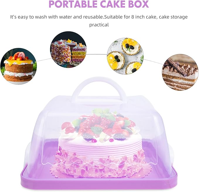 VICASKY Plastic Cake Carrier with Lid Convenient Transport Container for Birthday Cakes Outdoor Events and Parties Transparent Design Easy to Clean
