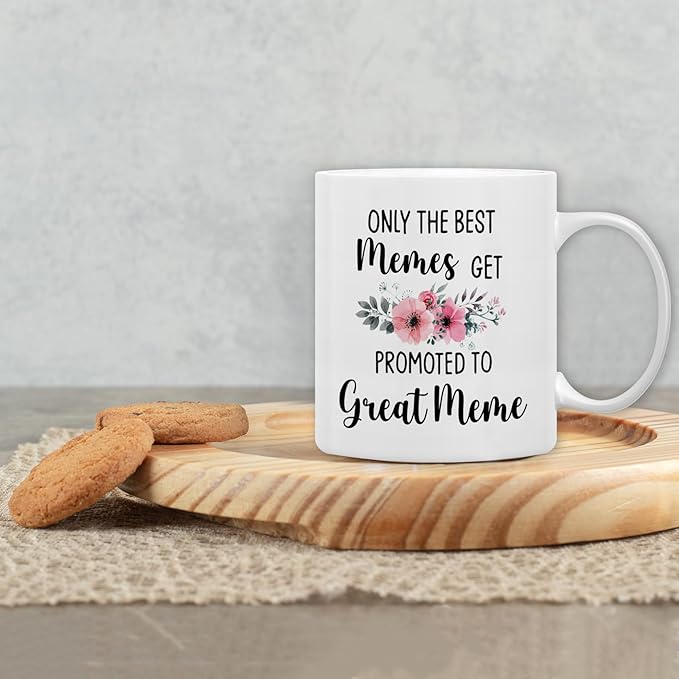 QASHWEY Great Meme Gifts Mug, Great Grandma Gifts, Great Meme to Be Gift Coffee Mug, Pregnancy Announcement Gift for Memes New Great Grandma GreatMeme, Promoted to GreatMeme CoffeeCup Ceramic 11oz