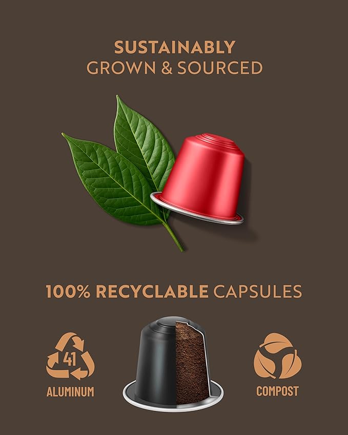 ROSSO CAFFÈ Espresso Coffee Pods for Nespresso Original Machines - 80 Capsules Dark Roast Intense Pack, 4 Strong and Robust Flavors - Made in Italy