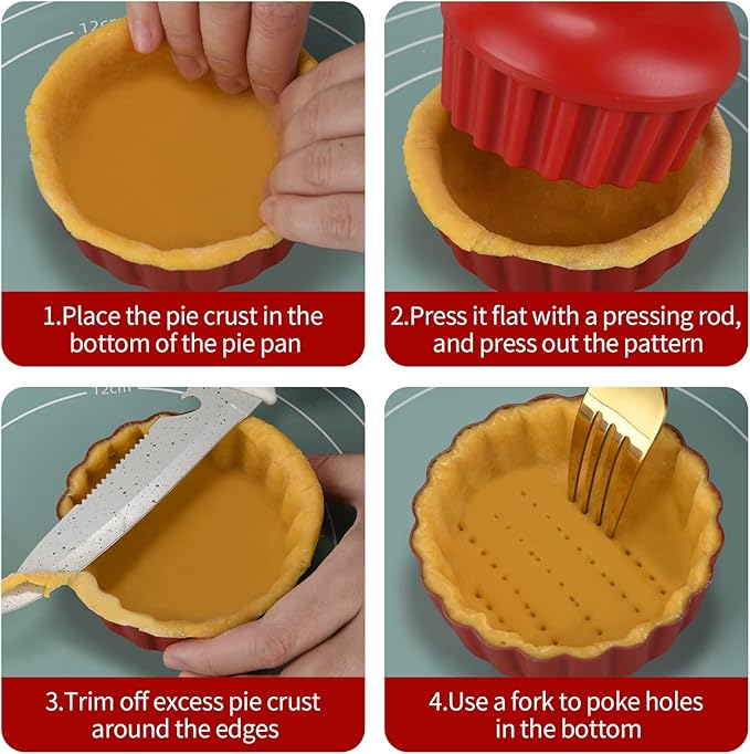 3-3/5 Inch Mini Tart Pans with Removable Bottoms, Round Mini Quiche Pans for Baking, Nonstick Cake Pans Set for Pies, Mousse Cakes, Dessert Baking (Red)