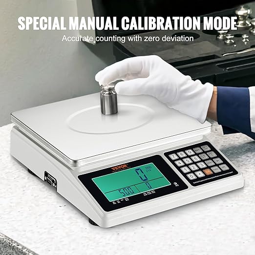 VEVOR Industrial Counting Scale, 30 kg x 1 g, Digital Scale for Parts and Coins, g/kg/lb Units, Electronic Gram Scale Inventory Counting Scale Kitchen Jewelry Scale with RS232 Port and LCD Screen
