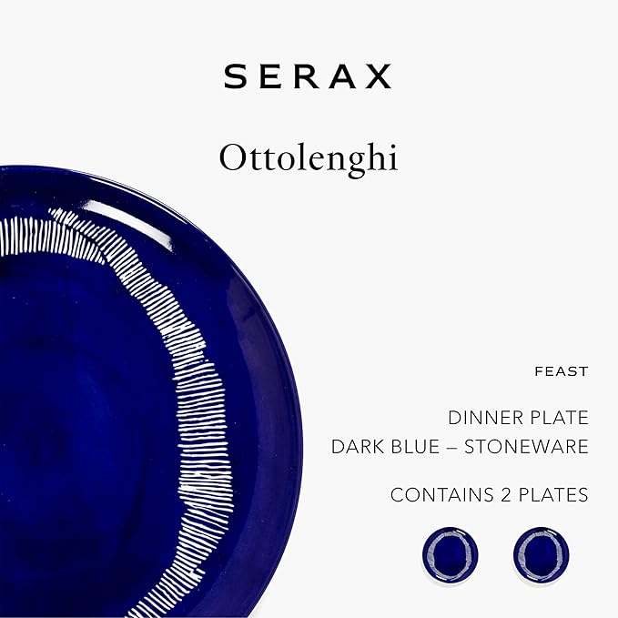 Blue White Dinner Plates | Feast tableware by Ottolenghi | Dishes Set for 2 | Stoneware Microwave Safe Plates | Dish Set | Farmhouse Kitchen and Dinnerware Sets | Luxury, Party