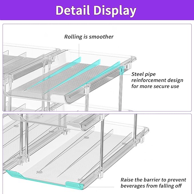 Can Organizer for Pantry, Upgraded Thickened Modular 3-Tier Combinable Can Storage and Beverage Dispenser Rack,Canned Food Organizer Rack Holds 36 Cans, Clear Can Holders for Pantry and Fridge