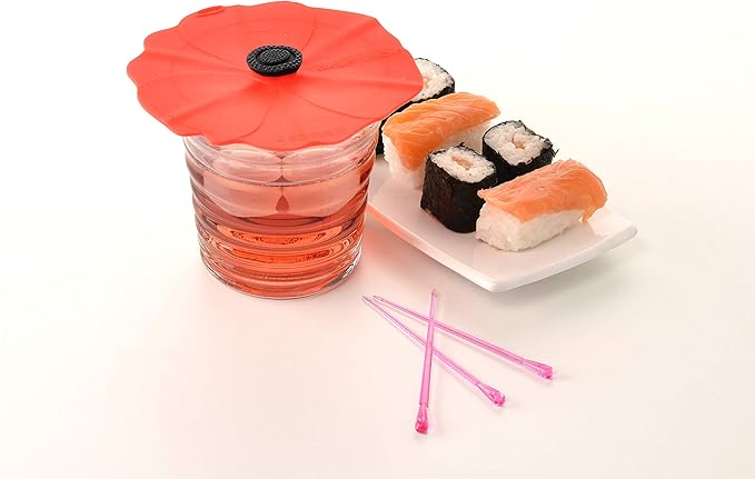 Charles Viancin - Poppy Silicone Lid for Food Storage and Cooking - Airtight Seal on Any Smooth Rim Surface - BPA-Free - Oven, Microwave, Freezer, Stovetop and Dishwasher Safe (Drink Covers)