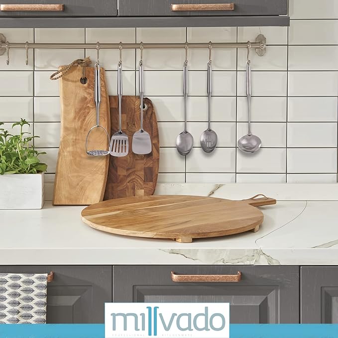 Stainless Steel Kitchen Utensil Set, Cooking Utensils, Set of 6 Kitchen Tools, Solid Spoon, Slotted Spoon, Solid Turner, Slotted Turner, Soup Ladle, Potato Masher, Dishwasher Safe