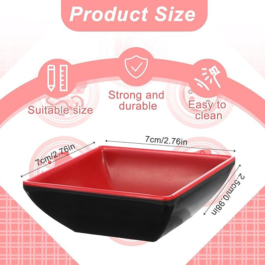 30 Pcs Dipping Bowls, Soy Sauce Dishes, Black Red Dipping Sauce Plate Set Small Dish Pinch Bowls for Condiment, Snack, Sushi, BBQ, Desserts