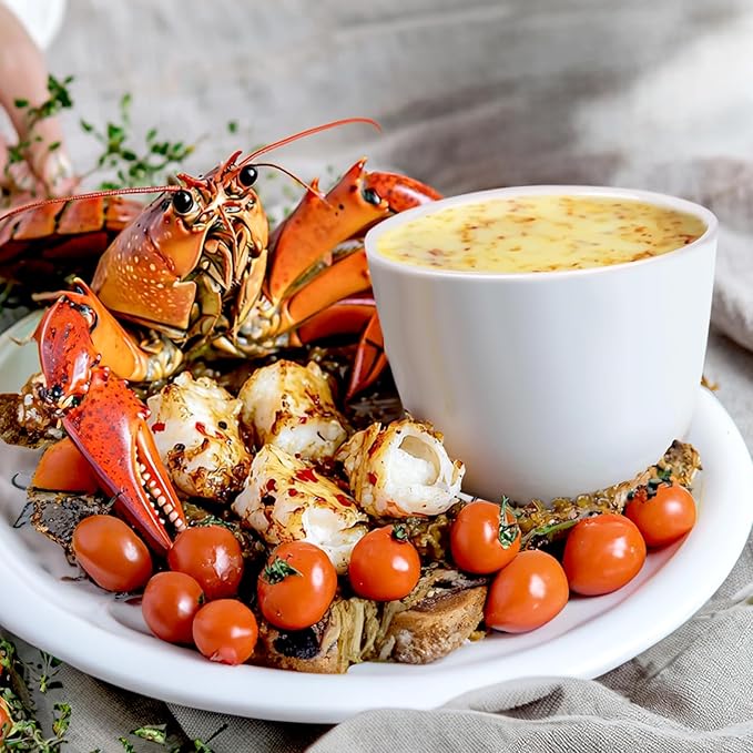 4 Pieces Large Butter Warmers,Butter Warmers for Seafood with 20 Pieces Tealight Candles,Ceramic Butter Warmer Set for Chocolate or Cheese,Fondue- Dishwasher&Microwave Safe,Oven Safe(10.55oz)