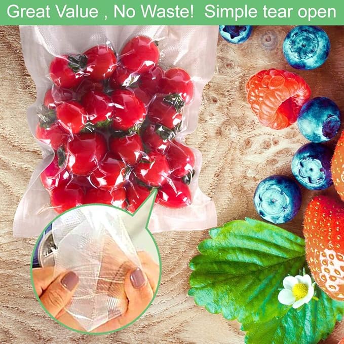 O2frepak 200 Count Vacuum Sealer Bags100 of Each Size 8"x12" Quart and10"x13" BPA Free Sous Vide Seal a Meal Heavy Duty Commercial Grade Vac Seal Pre-Cut Combo Pack Bag