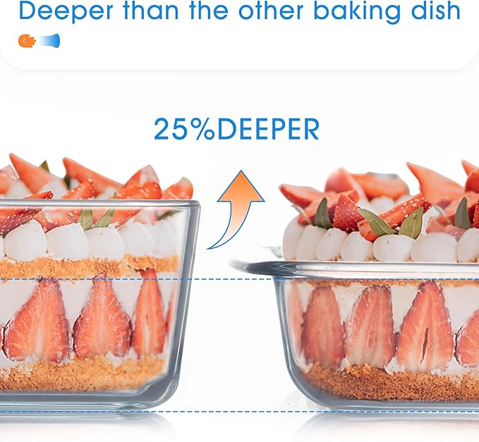 NUTRIUPS MIni-1.2QT Small Glass Baking Dish with Lid,（7×5 inches）Deep Rectangular Baking Dish for Oven