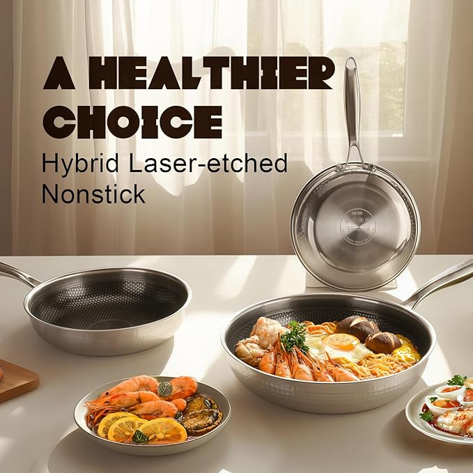 Stainless Steel Non Stick Skillet Frying Pans (10 inch)