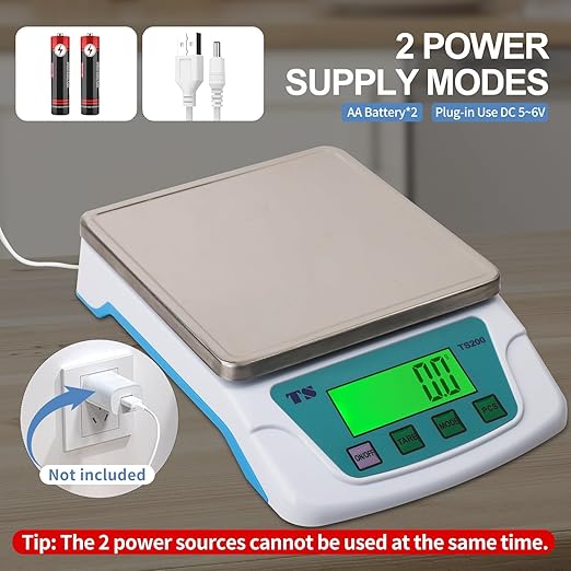 Digital Kitchen Scales 10KG/22lB Accuracy Measurements 0.2g Weighing Food Scale 6 Units Conversion with Stainless Steel Platform Electronic Cooking for Tare Function LCD Display (with Batteries)