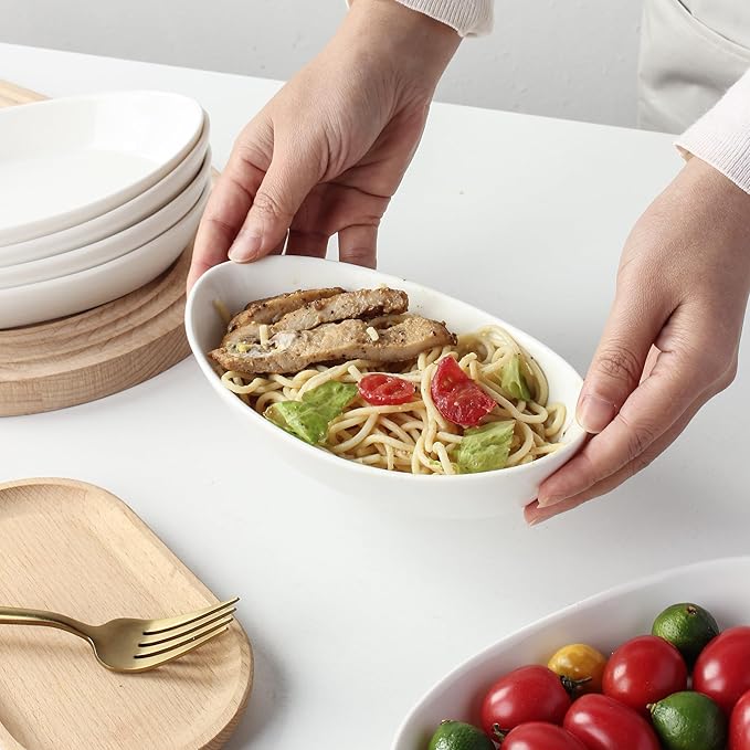 Au Gratin Baking Dishes for Oven Safe, Porcelain Mini Casserole Dish (6pc Set). 10oz Individual Gratin Dishes Set, Ceramic Small Baking Dish for Single Serving, Banana Split Bowls, 7.6x4.4in