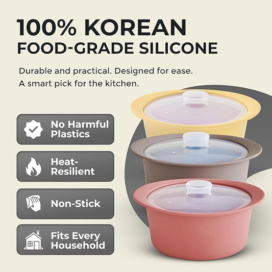 40oz Platinum Silicone Microwave Steamer Pot with Handle & Lid - Korean 100% Food-Grade Steamer Bowl, Heat-Resistant Cooker with Steam Holes, Easy Clean, Dishwasher Safe, Yellow