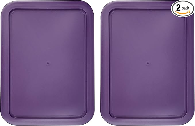 Replacement Lids for Pyrex 3-Cup Glass Food Storage Container Bowls, (7.75 x 5.75-Inch) Plastic Rectangle Lids Covers fits Pyrex 7210-PC, Airtight & Leakproof (2-Pack, Purple)