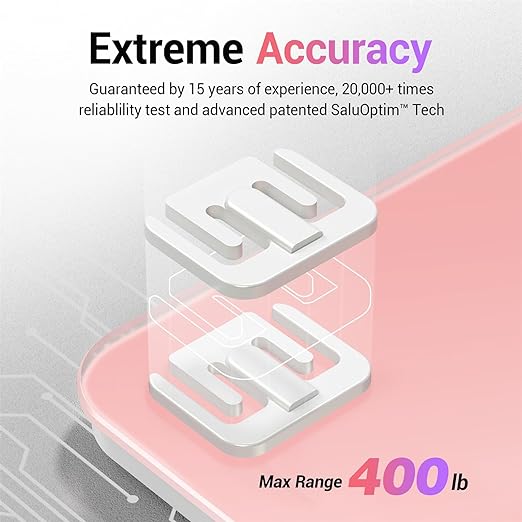 Bathroom Scale for Body Weight, Highly Accurate Digital Weighing Machine for People, Upgraded Batteries Included, Compact Size, LED Display, High Standards Sturdy Tempered Glass, 400lb, Pink