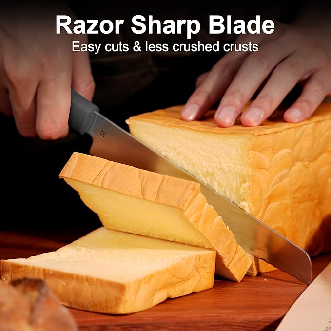 7.5" Serrated Bread Knife for Homemade Bread, Razor Sharp AR-RPM9 Steel & Innovative Wavy Edge, Professional Serrated Knife for Sourdough Bread Cake, Gift Box for Baker Home Chefs