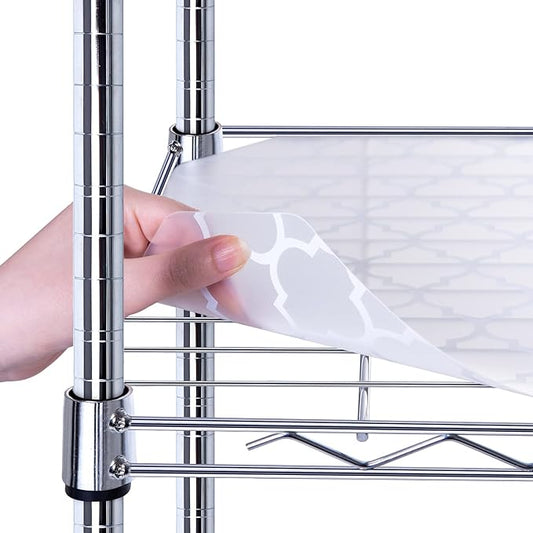 BRIAN & DANY Wire Shelf Liner 14" X 24", Heavy Duty Shelf Liners for Wire Shelving, Waterproof Protector Mats, Set of 3, Quatrefoil Grey