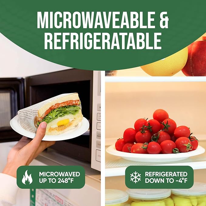 7-Inch White Paper Plates 100 Pack - 100% Compostable Dessert Plates | Leakproof Disposable Plates for Party, Microwave Safe & Oil Resistant, Eco-Friendly Small Dinnerware (100 Count)