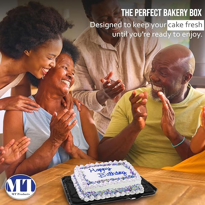 MT Products Clear Plastic Rectangular Bakery Boxes 11" x 9" x 5" - 1/8 Sheet Disposable Cake Containers with lids - Pack of 50