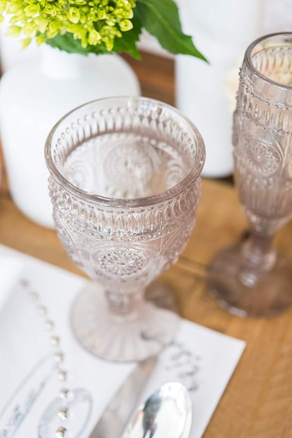 Weddingstar Vintage Inspired Pressed Glass Goblet, Smokey Grey