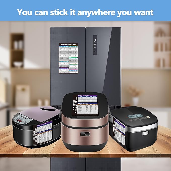 Air Fryer Magnet Cheat Sheet Set, 2PCS Ultimate Air Fryer Accessories Kit with Cooking Times Chart, Strong Magnetic Quick Reference Guide for Ninja, Instant Pot, All Air Fryers.
