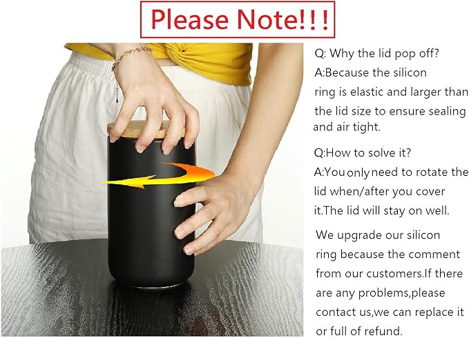 Ceramic Food Storage Jar Canister Modern Design Food Canisters with Airtight Seal Bamboo Lid,Loose Tea Coffee Spice Nuts Snacks Seasonings Storage Canister Caddy (Black 31.67oz/900ml)