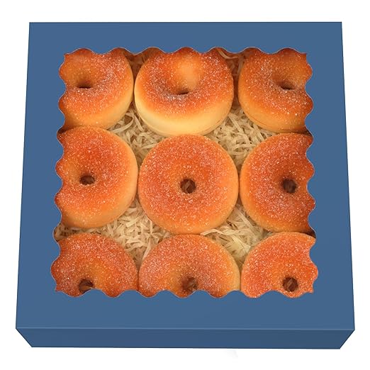 qiqee Auto-pop Up Blackish Blue Pie Boxes with Window 10x10x2.5 inch 30Packs Cookie Donut Bakery Box