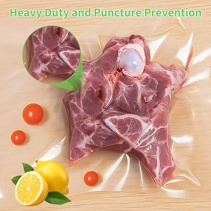 MakMeFre 400 Quart Size 8" x 12" Vacuum Sealer Bags with BPA Free and Heavy Duty,Great for Food Storage Vaccume Sealer PreCut Bag