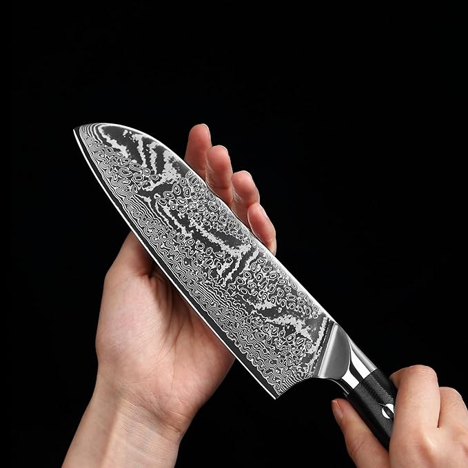 Wakoli NIT 2-Piece Kitchen Knife Set – Professional Damascus Chef Knives | 67-Layer VG10 Core Steel | Ergonomic G10 Handle | Santoku Knife & Small Santoku in Wooden Gift Box