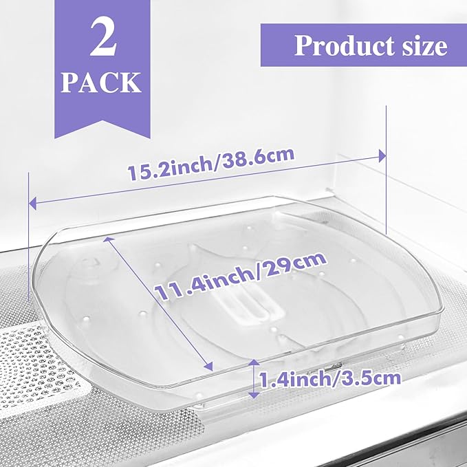 360° Rotating Lazy Susan Turntable - Multifunctional Rectangular Organizer for Refrigerator, Cabinet, Pantry, and Kitchen Countertop (15.2" x 11.4", 2 Pack)