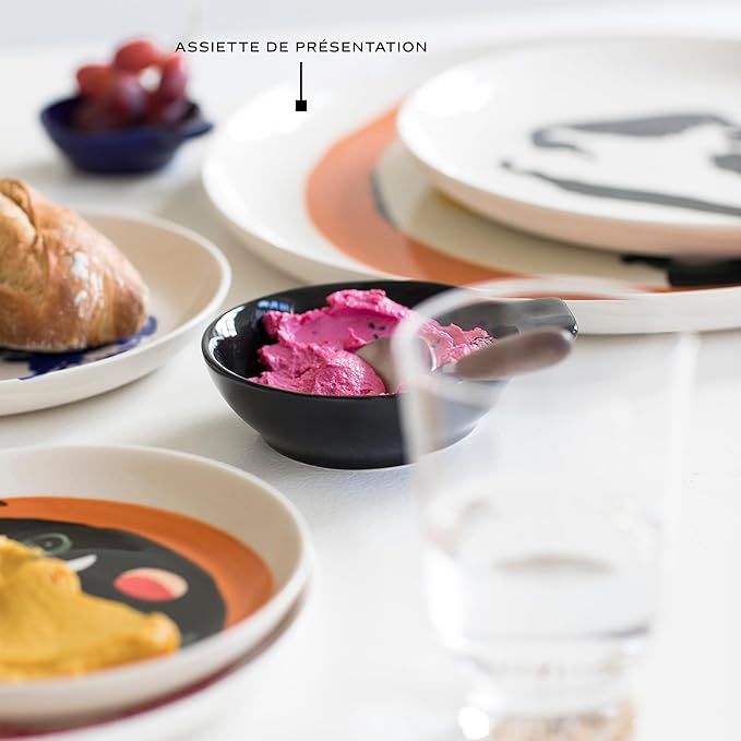 White Serving Plate with Face | Feast tableware by Ottolenghi | Serving Tray Dish Set for 1 | Stoneware Microwave Safe Plates | Dinnerware Sets for Home, Party