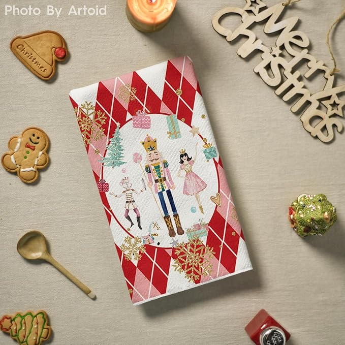 Red Nutcrackers Tree Christmas Kitchen Towels Dish Towels 18x26 Inch Set of 2