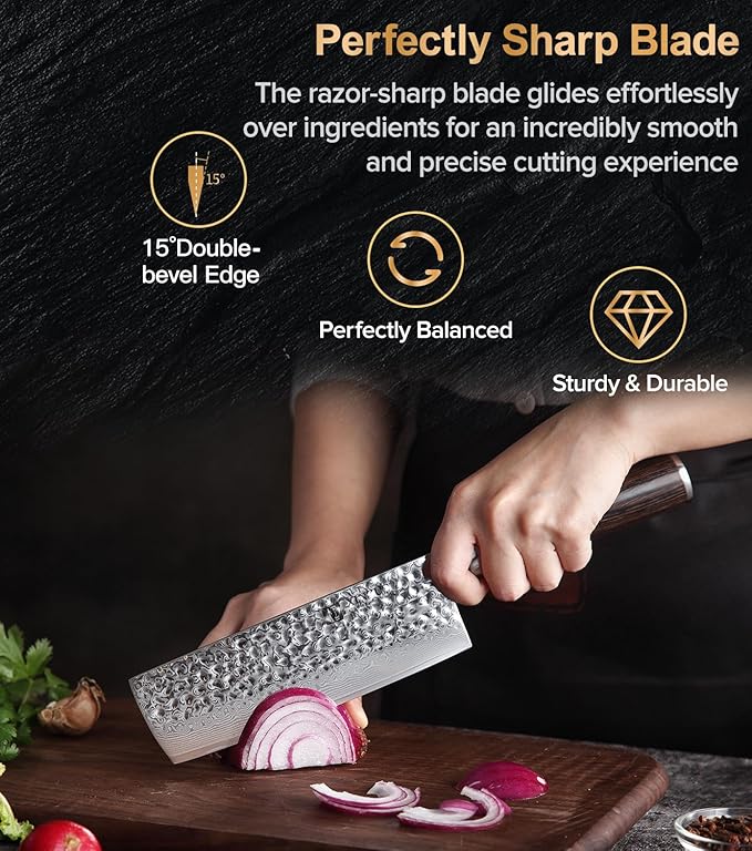 XINZUO Kitchen Cutting Knife Set of 5 Piece,67 Layers Hammered Damascus Blade,Razor Sharp Japanese-Style Chef Knife Set with Pakkawood Handle,Gift Box