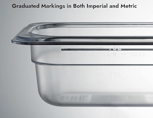CURTA 6 Pack NSF Food Pans, 1/9 Size 2 1/2 Inch Deep, Commercial Polycarbonate Plastic Clear Freezer-Safe
