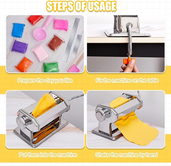 Amylove Polymer Clay Roller Machine Clay Presser Machine with Polymer Cutters 15 cm 5.91 Inch Wide Roller Thin 1 to 3 mm 6 Thickness Options for Craft Projects