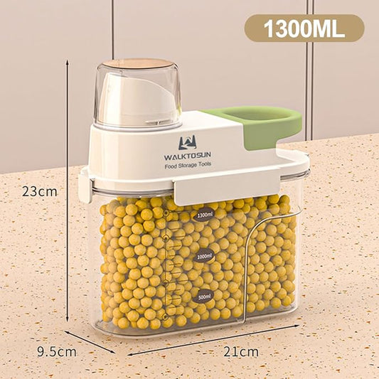 Cereal Containers Storage with Pour Spout Airtight Kitchen and Pantry Organization Canisters for Dry Food Nuts Flour and Sugar Container BPA Free Food Dispenser 1300ml (Green-2pcs)