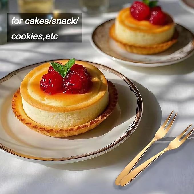 5.51-inch SUS304 Stainless Steel Mini Fruit Forks For Dessert Seafood Butter pats Pickles Olives Cheese Tasting Cocktail Appetizer, Dishwasher Safe (Set of 6)