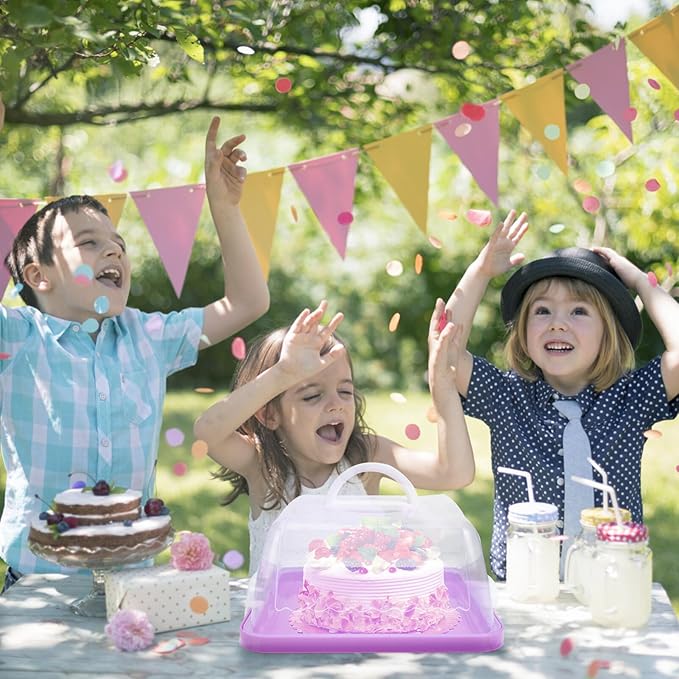 VICASKY Plastic Cake Carrier with Lid Convenient Transport Container for Birthday Cakes Outdoor Events and Parties Transparent Design Easy to Clean