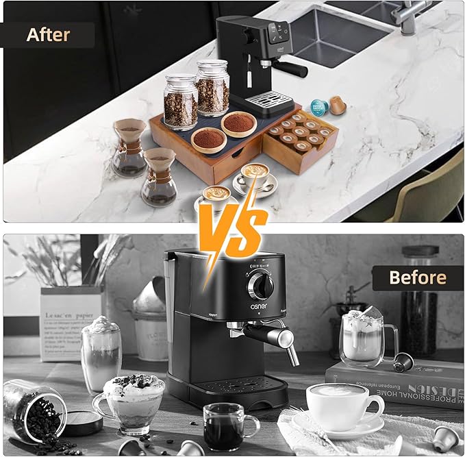 Wooden Coffee Pod Holder Drawer With Silicone Non-Slip Pad,K Cup Organizer Storage Box,Kcup Drawer and Tea Organizer Under Brewer,30 Pod Capacity,Countertop Coffee Station Organizer for Machine Stand