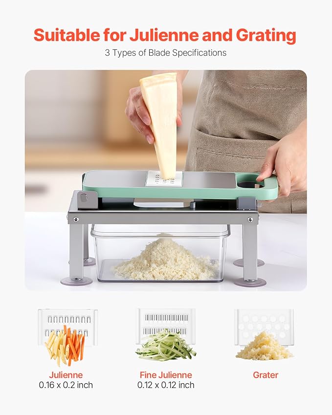 VEVOR Vegetable Chopper Mandoline Slicer, All-in-1 Food Veggie Cutter with 8 Stainless Steel Blades, Cheese Grater Onion Potato Salad Dicer with Container,Kitchen Gadgets&Essentials Home Appliances