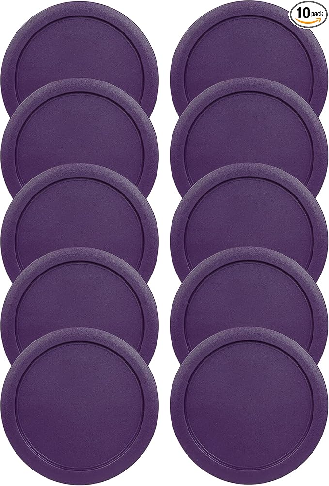 Replacement Lids for Pyrex 4-Cup Glass Food Storage Container Bowls, 6-Inch Plastic Round Lids Covers fits Pyrex 7201-PC, Airtight & Leakproof (10-Pack, Purple)