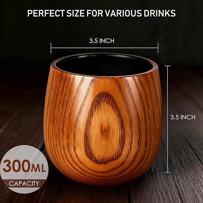 Veelgeluk Charred Whiskey Glass Wooden Bourbon Glass Handcrafted 10oz Whiskey Tumbler Old Fashioned Glass Great Whiskey Gifts For Men Husband Dad Brother Birthday Christmas Father's Day Retirement
