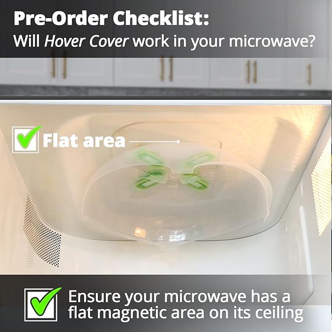 HOVER COVER Magnetic Microwave Cover for Food | Clear Microwave Splatter Cover | Microwave Plate Cover with Steam Vents | Food Grade Dish Cover | BPA-Free | Dishwasher Safe | Green