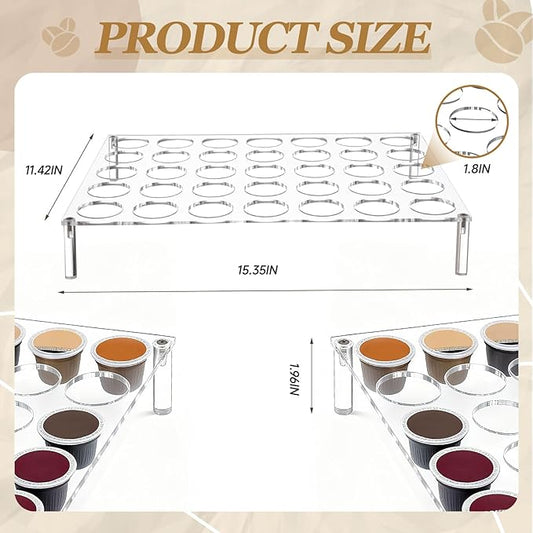 2 Pcs 35-slot Acrylic Coffee Cup Drawer Organizers, Clear Coffee Pod Holder for Countertop Hold 70 Pod Storage, Cup Organizer Tray for Kitchen and Office