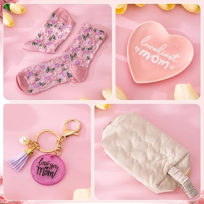 Mom Birthday Gifts for Mom from Daughter Son - Funny Christmas Birthday Gifts Ideas for New Moms Mother - 14Oz Ceramic Coffee Mug, Heart-Shaped Jewelry Dish, Gift Boxed Set, 10pcs - Best Moms Gift